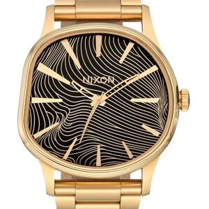 ✨RARE✨ Nixon Sentry Wobble Gold and Black Watch with Unique Dial